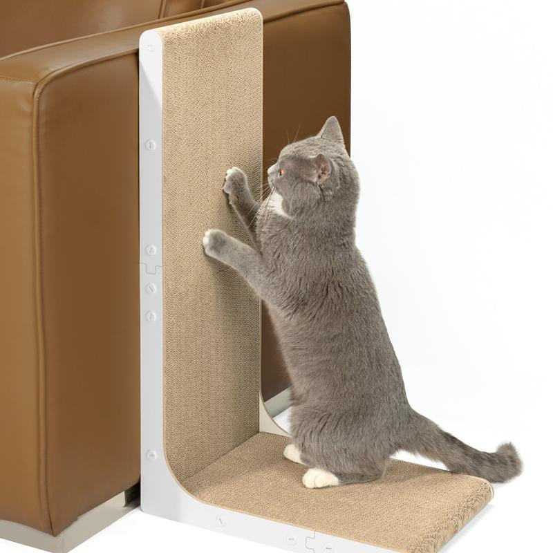 Conlun Cat Scratcher for Indoor Cats 22.8 Inch L Shaped Vertical Scratching Board with Ball Toy Light Wood L-Shaped Wall-Mounted Cat Scratcher Springtok Ramp Apartment Sturdy Home Durable Construction Easy Assembly Striped Design
