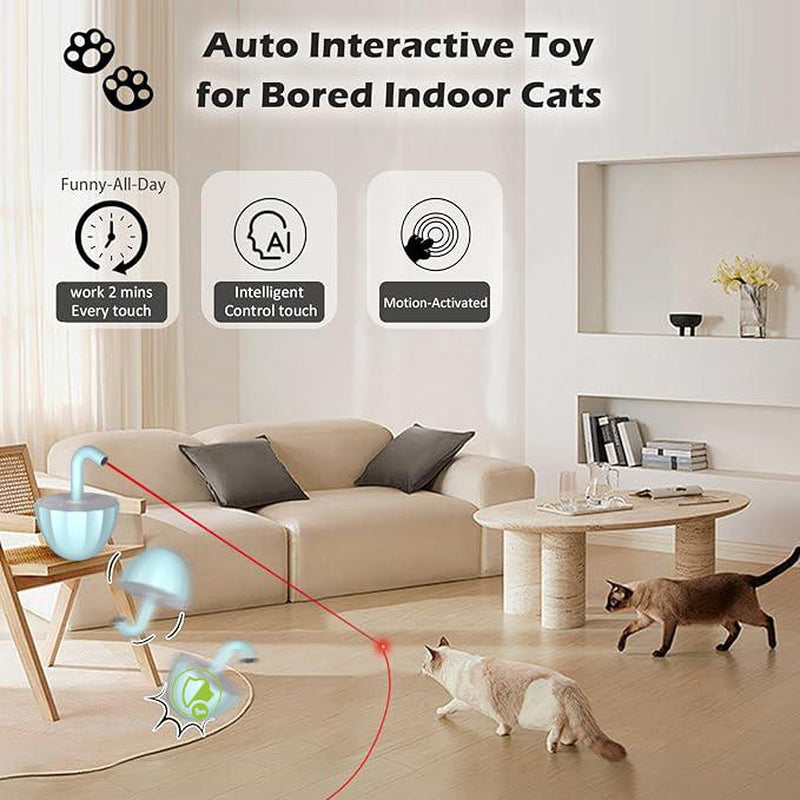 Cat Laser Toy-Pet Automatic Laser Cat Toy-Tumbler Interactive Toy for Kittens-Usb Charging-360-Degree Irregular Rotation-Three Adjustable Modes Stuff