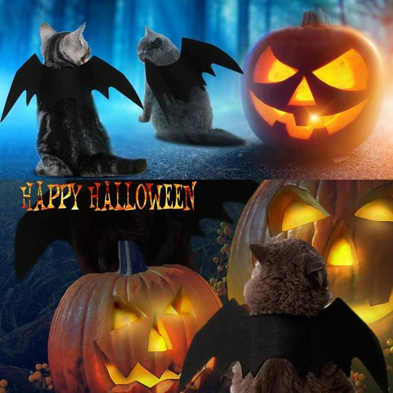 Pet Cat Bat Wings for Halloween Party Decoration, Puppy Collar Leads Cosplay Bat Costume, Cute Puppy Cat Dress up Accessories, Halloween'S Day Gift