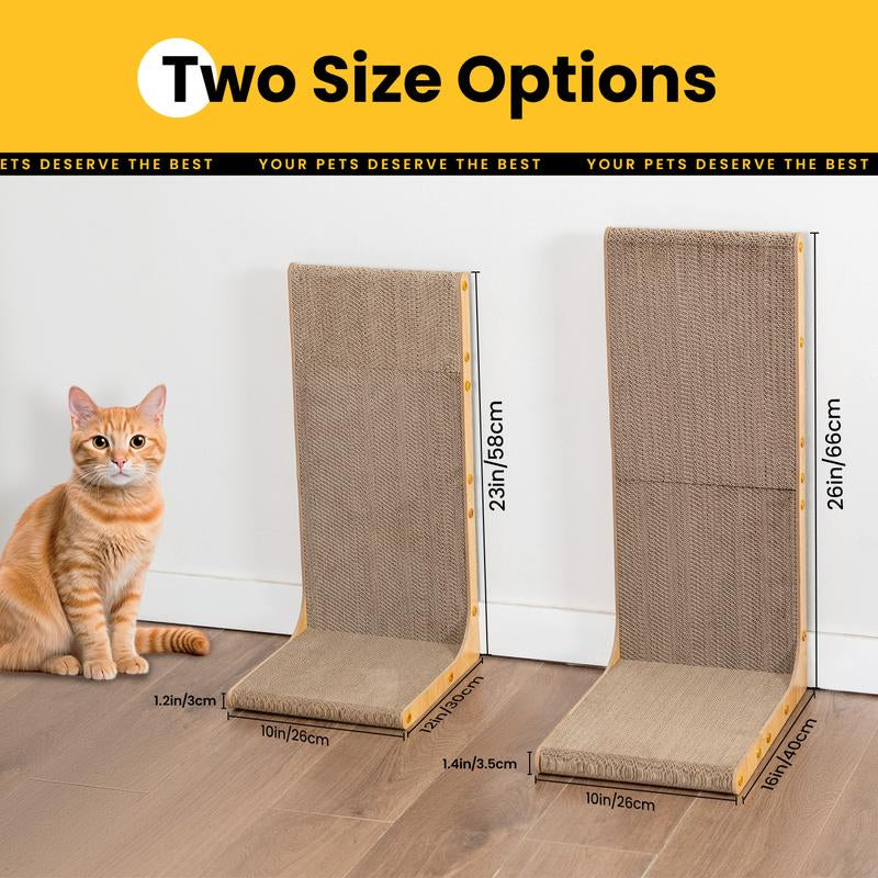 Conlun Cat Scratcher for Indoor Cats 22.8 Inch L Shaped Vertical Scratching Board with Ball Toy Light Wood L-Shaped Wall-Mounted Cat Scratcher Springtok Ramp Apartment Sturdy Home Durable Construction Easy Assembly Striped Design