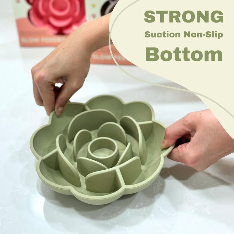 HANARA Rose-Shaped Silicone Slow Feeder Bowl for Dogs & Cats | Bpa-Free, Non-Slip Suction Base, Dishwasher Safe, Elegant Design