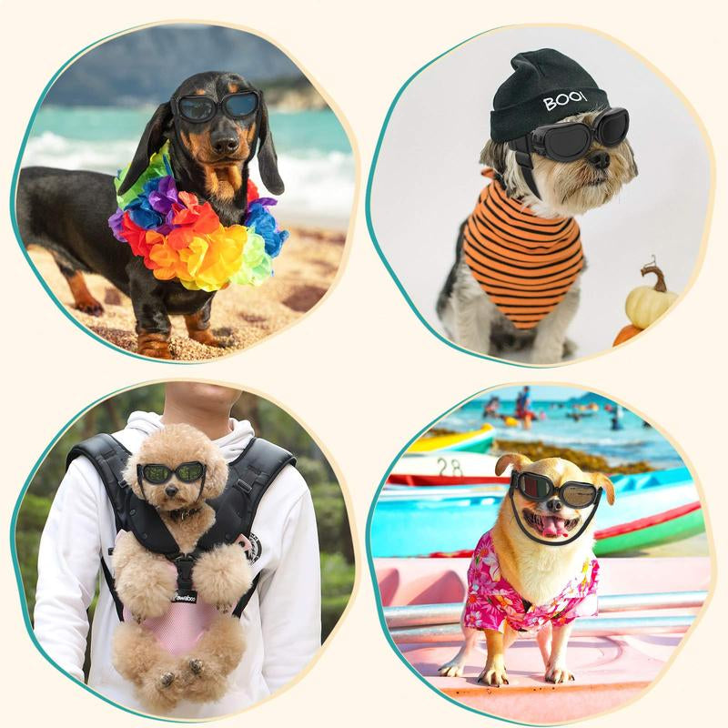 【Freeship】Vavopaw Dog Goggles Small Dog Sunglasses with Adjustable Band, Waterproof Windproof Snowproof Cool Glasses for Puppy and Cat, Black Dogaccessories Summer Dog Fashion Outdoor
