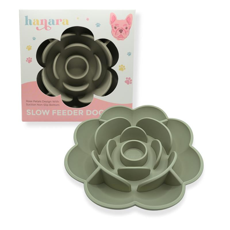 HANARA Rose-Shaped Silicone Slow Feeder Bowl for Dogs & Cats | Bpa-Free, Non-Slip Suction Base, Dishwasher Safe, Elegant Design
