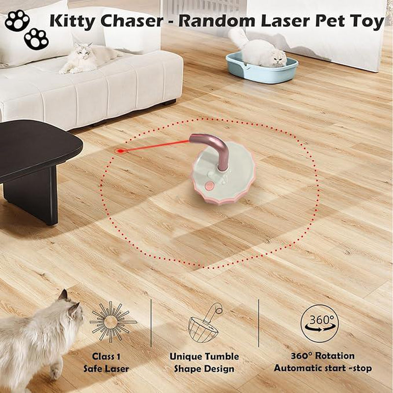 Cat Laser Toy-Pet Automatic Laser Cat Toy-Tumbler Interactive Toy for Kittens-Usb Charging-360-Degree Irregular Rotation-Three Adjustable Modes Stuff