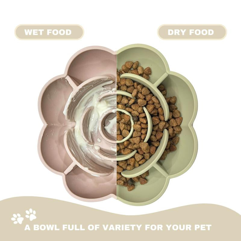 HANARA Rose-Shaped Silicone Slow Feeder Bowl for Dogs & Cats | Bpa-Free, Non-Slip Suction Base, Dishwasher Safe, Elegant Design
