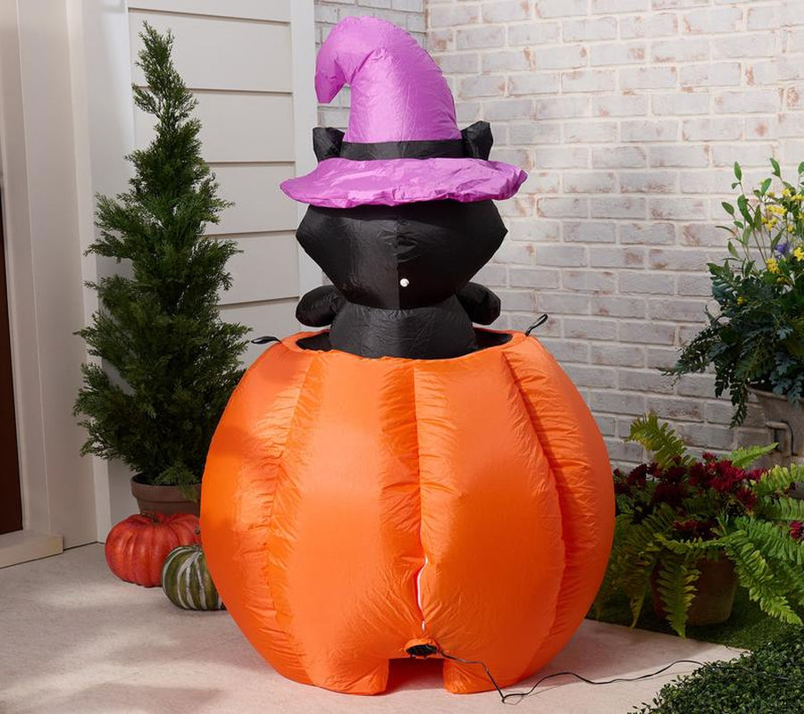 Hay & Harvest 48" Inflatable Peek-A-Boo Cat Jack-O-Lantern