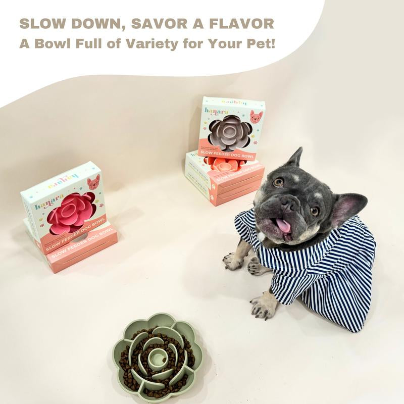 HANARA Rose-Shaped Silicone Slow Feeder Bowl for Dogs & Cats | Bpa-Free, Non-Slip Suction Base, Dishwasher Safe, Elegant Design