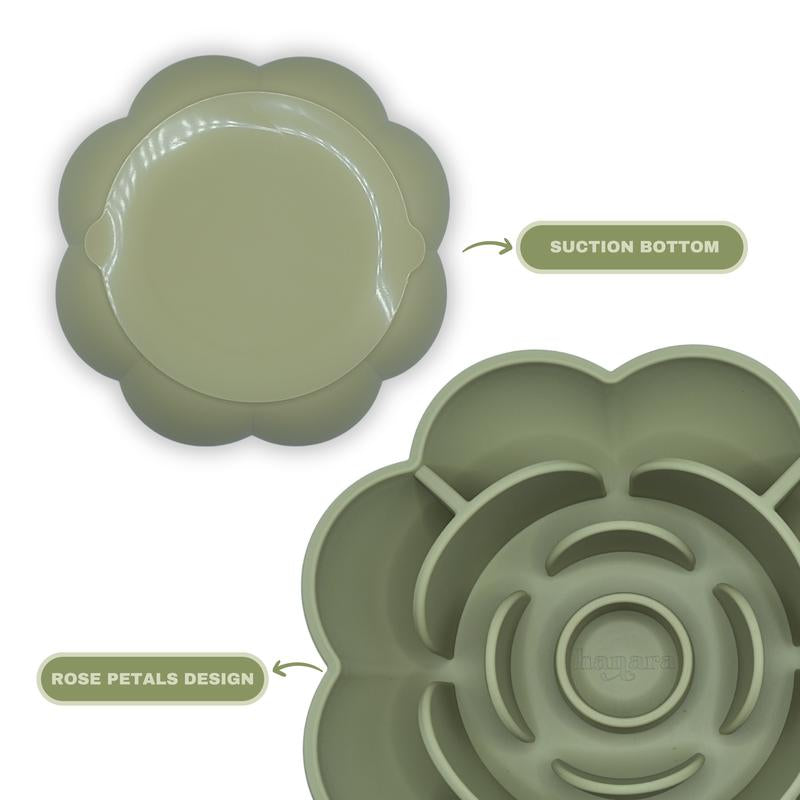 HANARA Rose-Shaped Silicone Slow Feeder Bowl for Dogs & Cats | Bpa-Free, Non-Slip Suction Base, Dishwasher Safe, Elegant Design