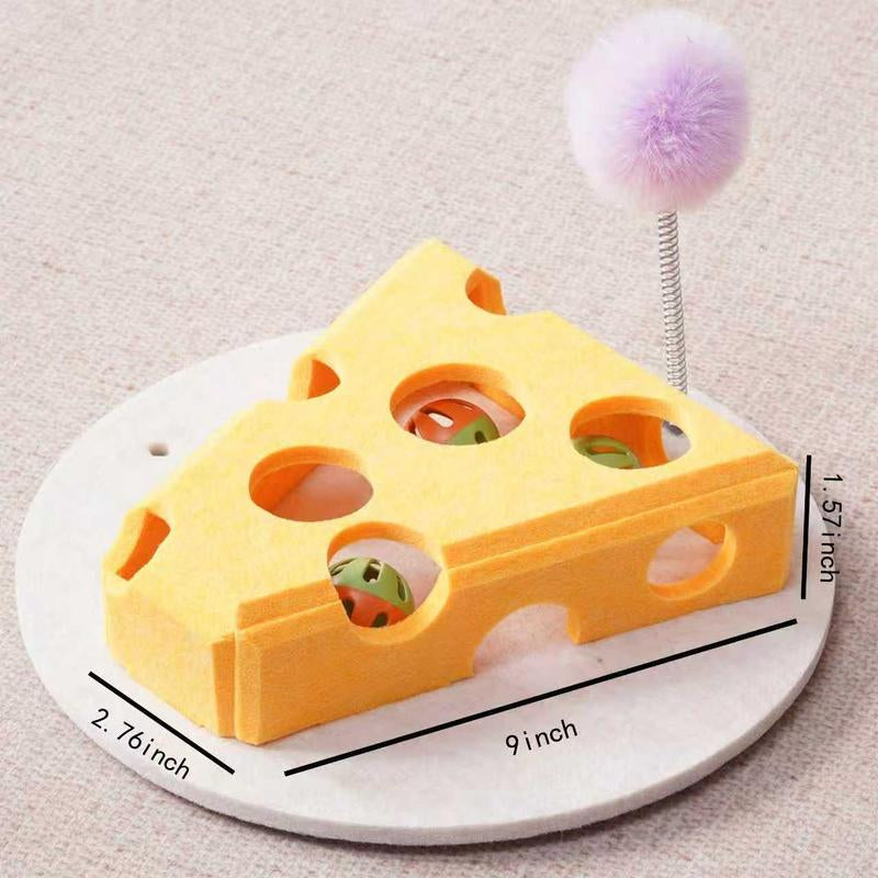 Cat Teaser Box with Interactive Balls Kitten Lounge Furniture Protector Multipurpose Cats Play Board for Playing Clawing Square Design Green & Yellow Felt Sisal Material Compact