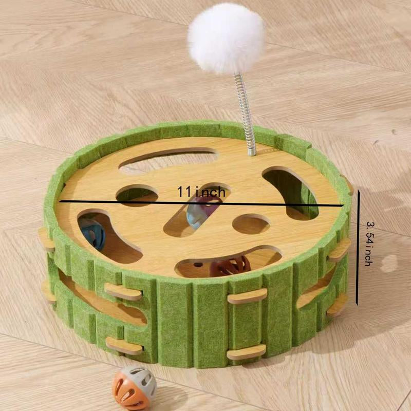 Cat Teaser Box with Interactive Balls Kitten Lounge Furniture Protector Multipurpose Cats Play Board for Playing Clawing Square Design Green & Yellow Felt Sisal Material Compact