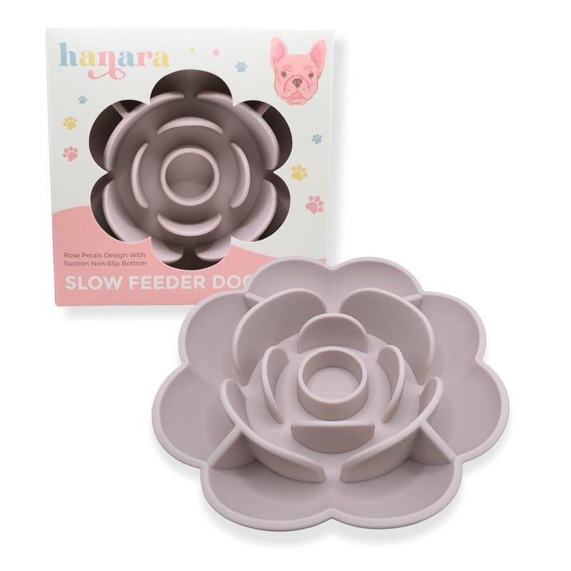 HANARA Rose-Shaped Silicone Slow Feeder Bowl for Dogs & Cats | Bpa-Free, Non-Slip Suction Base, Dishwasher Safe, Elegant Design