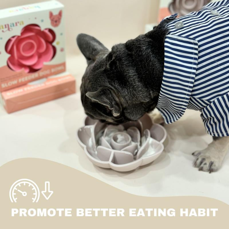 HANARA Rose-Shaped Silicone Slow Feeder Bowl for Dogs & Cats | Bpa-Free, Non-Slip Suction Base, Dishwasher Safe, Elegant Design