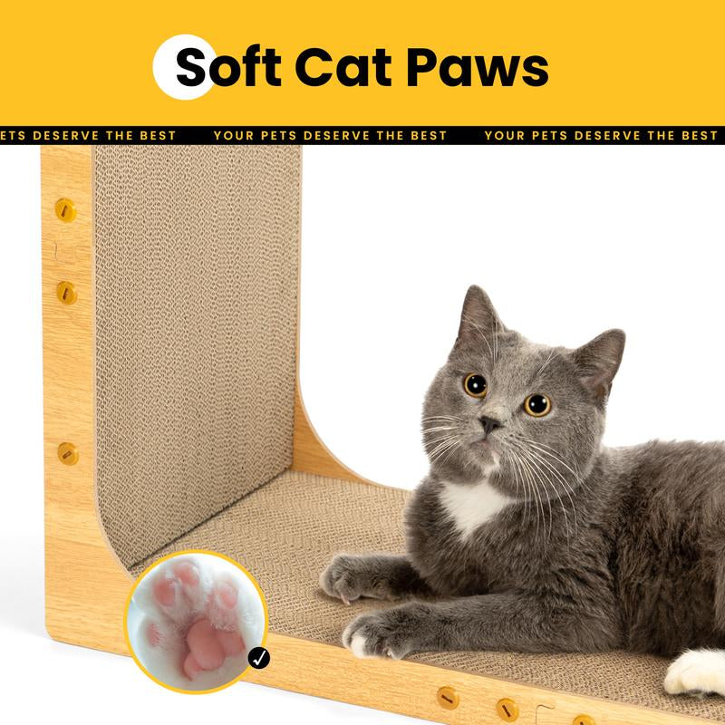Conlun Cat Scratcher for Indoor Cats 22.8 Inch L Shaped Vertical Scratching Board with Ball Toy Light Wood L-Shaped Wall-Mounted Cat Scratcher Springtok Ramp Apartment Sturdy Home Durable Construction Easy Assembly Striped Design