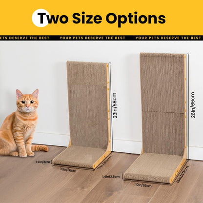 Conlun Cat Scratcher for Indoor Cats 22.8 Inch L Shaped Vertical Scratching Board with Ball Toy Light Wood L-Shaped Wall-Mounted Cat Scratcher Springtok Ramp Apartment Sturdy Home Durable Construction Easy Assembly Striped Design