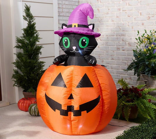 Hay & Harvest 48" Inflatable Peek-A-Boo Cat Jack-O-Lantern