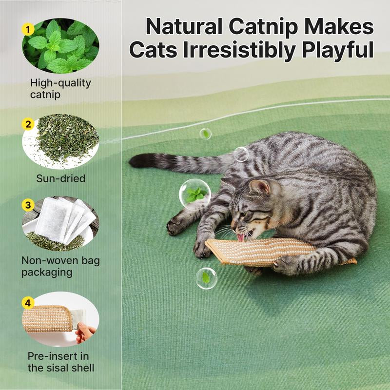 Potaroma Interactive Catnip Chew Toy with [6000Mg A+ Organic Catnip], Soft Sisal Material Scratching and Kicker Cat Toys for Indoor Kittens, Drives Bored Cats Crazy with Fun