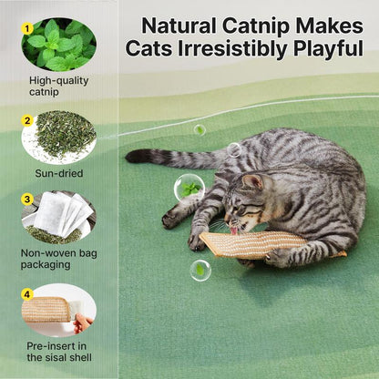 Potaroma Interactive Catnip Chew Toy with [6000Mg A+ Organic Catnip], Soft Sisal Material Scratching and Kicker Cat Toys for Indoor Kittens, Drives Bored Cats Crazy with Fun