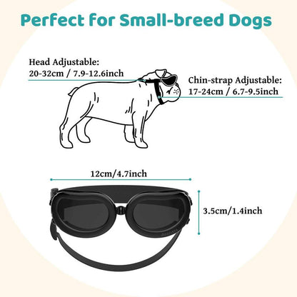 【Freeship】Vavopaw Dog Goggles Small Dog Sunglasses with Adjustable Band, Waterproof Windproof Snowproof Cool Glasses for Puppy and Cat, Black Dogaccessories Summer Dog Fashion Outdoor