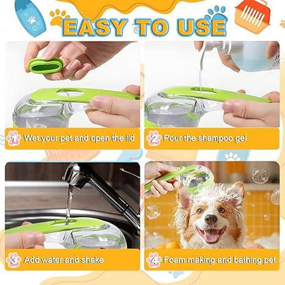 2025 Upgraded Pet Bath Brush Dog Cat Grooming Massage Wash Brush Deshedding Shower Tool for Bathing Silicone Bristle Soft Dispenser Silicone Massager