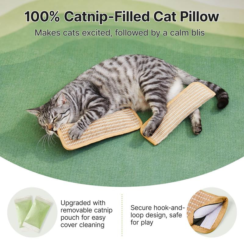 Potaroma Interactive Catnip Chew Toy with [6000Mg A+ Organic Catnip], Soft Sisal Material Scratching and Kicker Cat Toys for Indoor Kittens, Drives Bored Cats Crazy with Fun