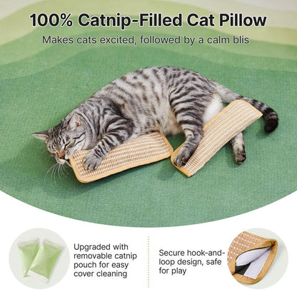 Potaroma Interactive Catnip Chew Toy with [6000Mg A+ Organic Catnip], Soft Sisal Material Scratching and Kicker Cat Toys for Indoor Kittens, Drives Bored Cats Crazy with Fun