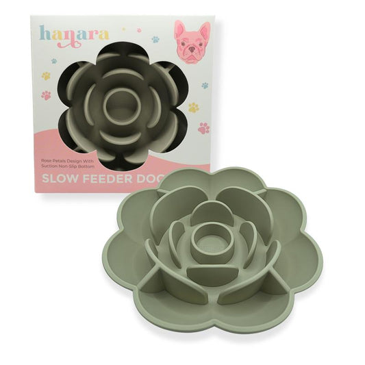 HANARA Rose-Shaped Silicone Slow Feeder Bowl for Dogs & Cats | Bpa-Free, Non-Slip Suction Base, Dishwasher Safe, Elegant Design