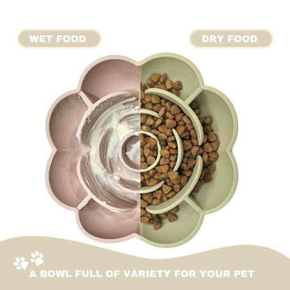 HANARA Rose-Shaped Silicone Slow Feeder Bowl for Dogs & Cats | Bpa-Free, Non-Slip Suction Base, Dishwasher Safe, Elegant Design