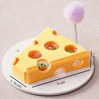 Cat Teaser Box with Interactive Balls Kitten Lounge Furniture Protector Multipurpose Cats Play Board for Playing Clawing Square Design Green & Yellow Felt Sisal Material Compact